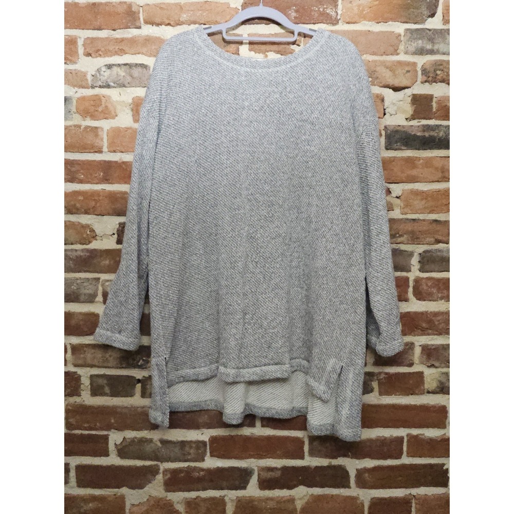 Eileen Fisher Sweater Womens L Gray Heavy Organic Cotton Oversized Top Lagenlook